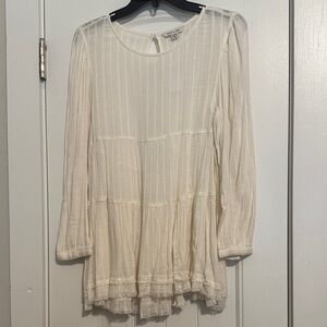 American Eagle Outfitters Cream Textured Blouse